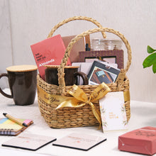 Load image into Gallery viewer, premium eco-friendly gift basket with snacks mug and utility items