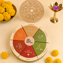 Load image into Gallery viewer, Premium Diwali Decor Hamper with festive décor essentials, metal diyas, toran, rangoli, pooja accessories, and elegant Diwali gift packaging