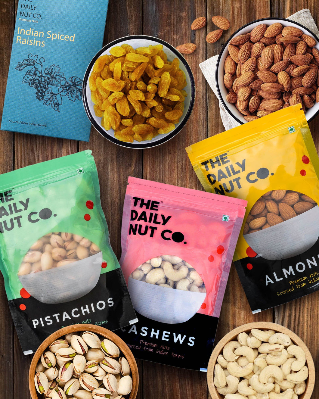Almond, Cashew, Pistachios & Indian Spice Raisins Combo | 800 grams | Premium Nutty Combo | Super Saver