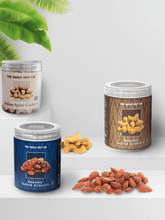Load image into Gallery viewer, Roasted Almonds, Roasted Cashews and Indian spice Cashew | 750 gm | Party Combo
