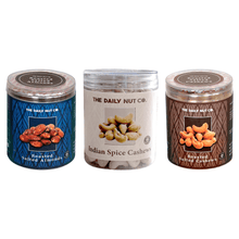 Load image into Gallery viewer, Roasted Almonds, Roasted Cashews and Indian spice Cashew | 750 gm | Party Combo