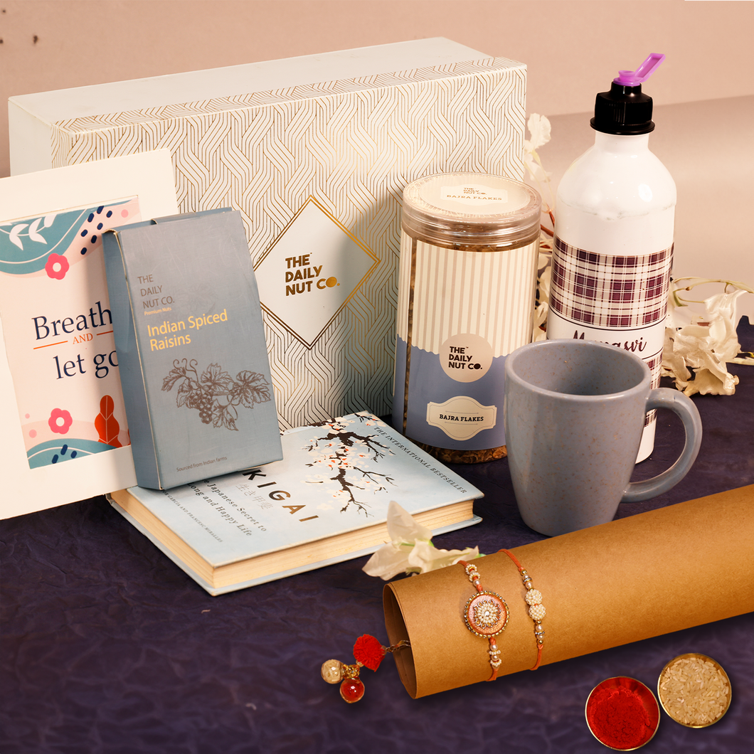 Blue Blossom -  Gift Combo With Mug | Rakhi Combo