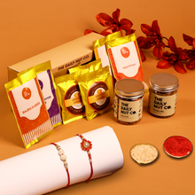 Load image into Gallery viewer, Delightful Treat | Gourmet Box with Rakhi | Best Rakshabandhan Box
