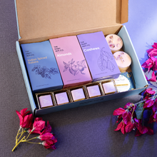 Load image into Gallery viewer, gourmet gift hamper with roasted nuts chocolates raisins and candles
