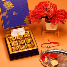 Load image into Gallery viewer, Not Just Barfi Rakhi Hamper I Perfect Healthy Rakhi Gift Box | Gourmet Barfi Box
