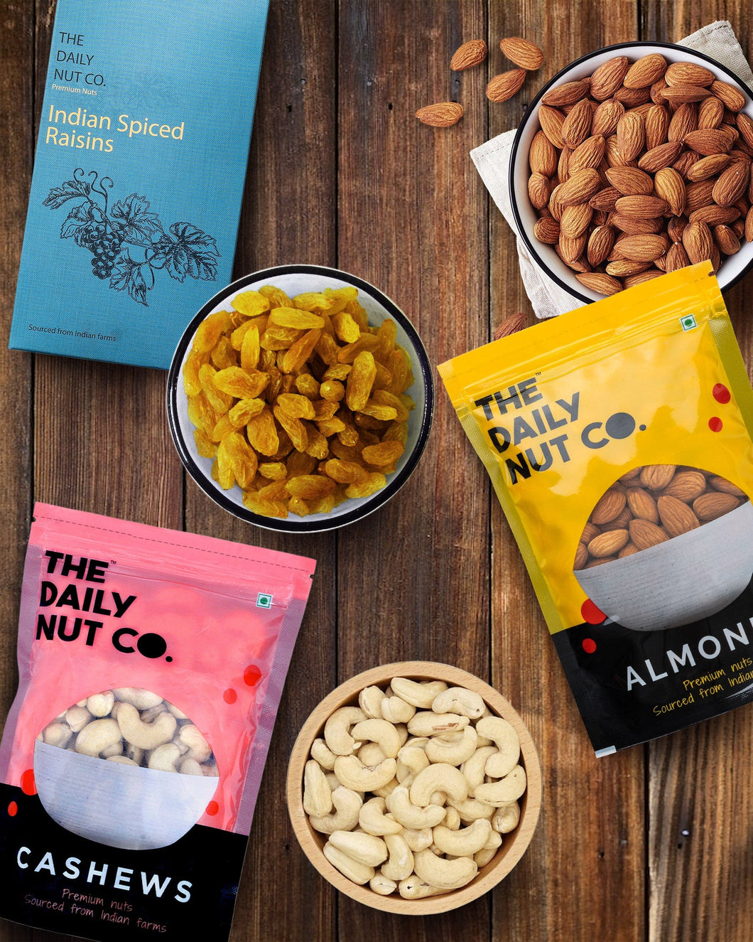 Almond, Cashew and Indian Spice Raisins Combo | 600 grams | Premium Nuts | Perfect Combo